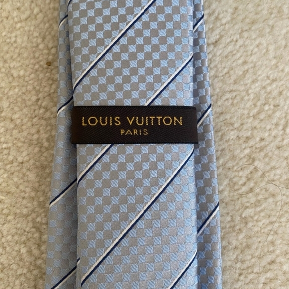 Louis Vuitton Blue Silk Ecu Tie - Picture 8 of 9